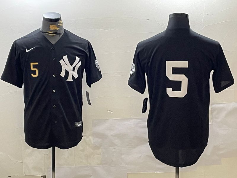 Men New York Yankees #5 No Name Black Fashion Game Nike 2024 MLB Jersey style 4